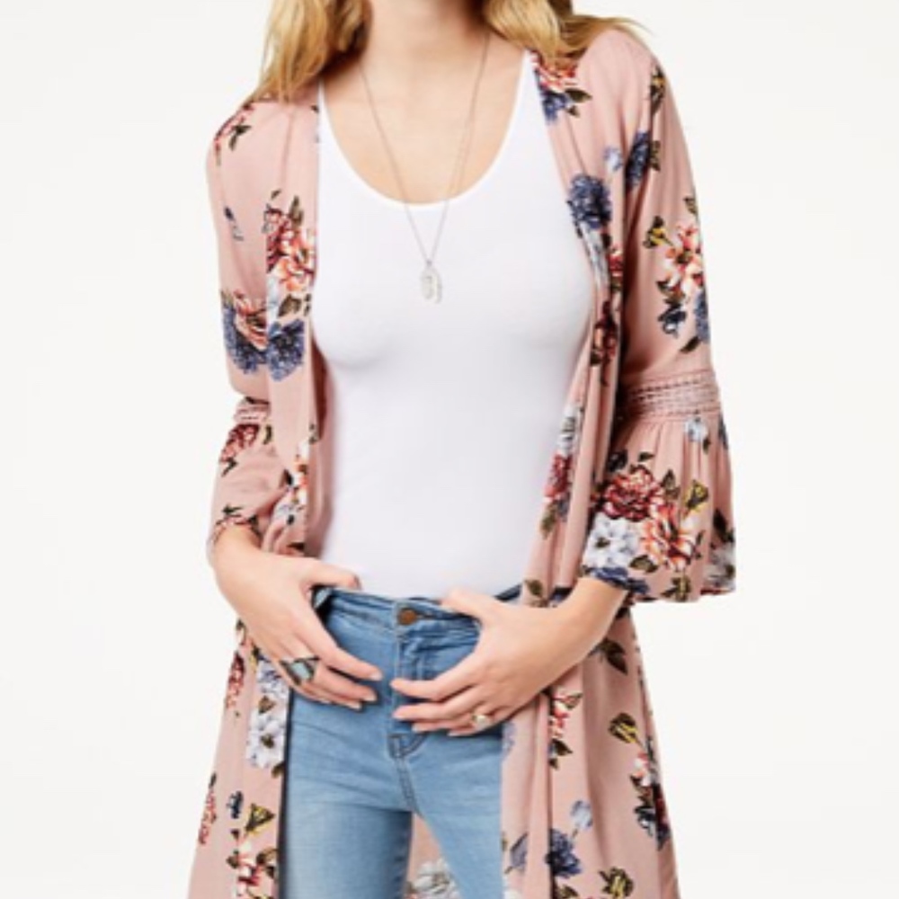 Pink lace kimono